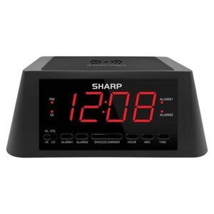Open Box - Sharp -  Wireless Charging Table Alarm Clock MagSafe  Black